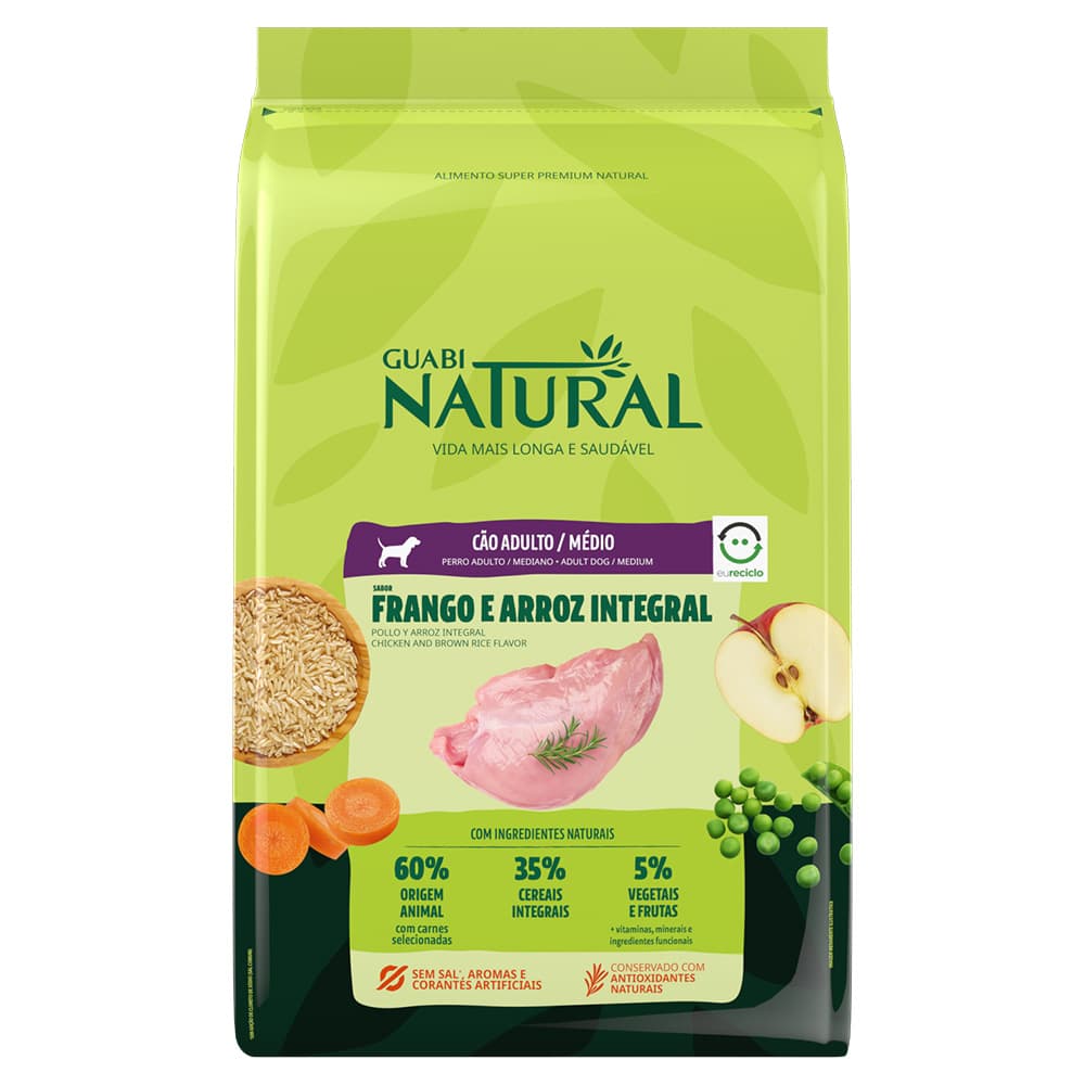 Alimento Para Perro Adulto Raza Mediana Guabi Natural Sabor Pollo Y Arroz Integral 1