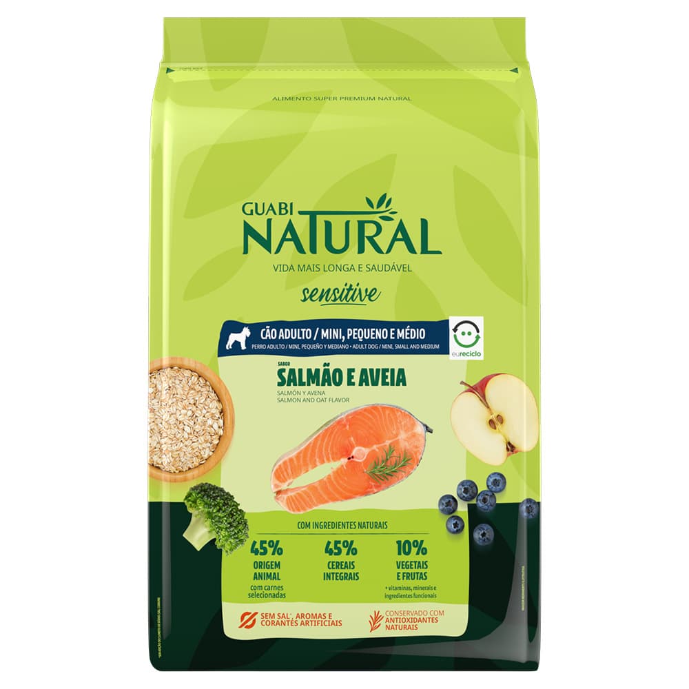 Alimento Para Perro Adulto Sensitive Raza Mini Pequeña Y Mediana Guabi Natural Sabor Salmon Y Avena 1