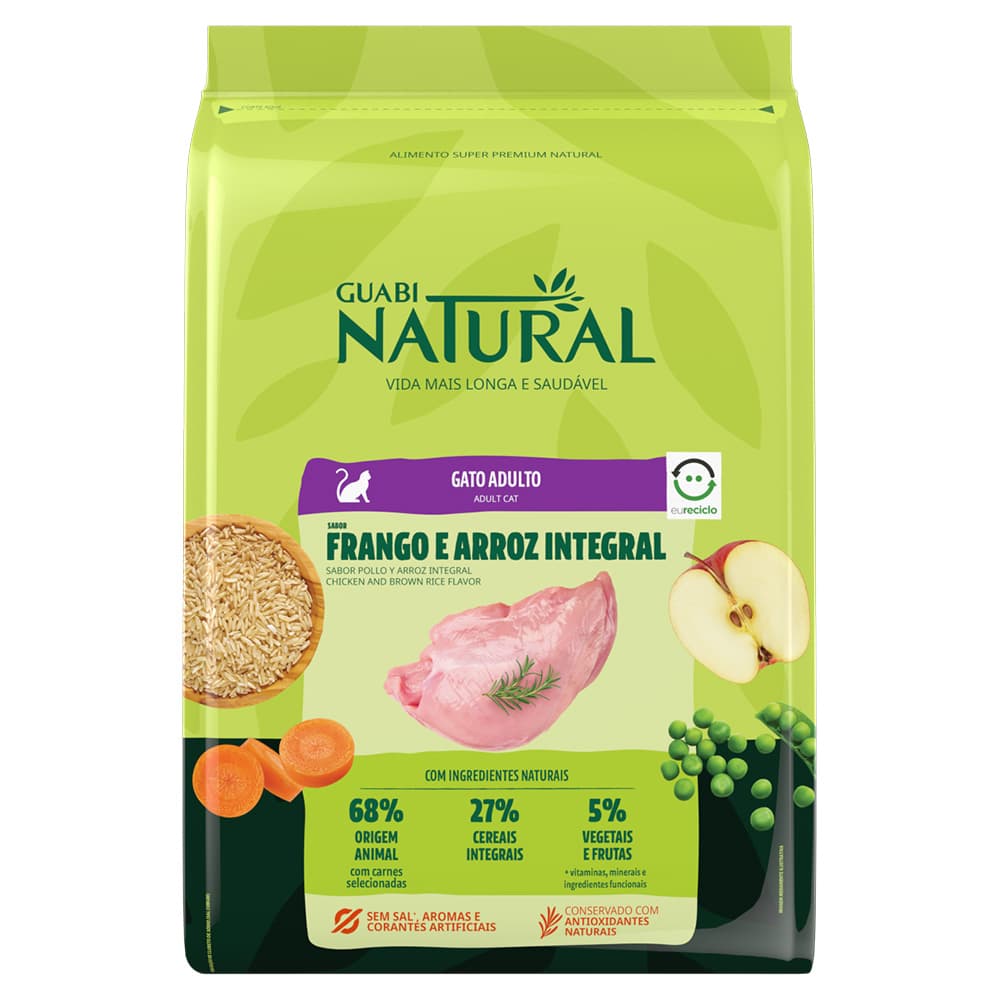 Alimento Para Gato Adulto Guabi Natural Sabor Pollo Y Arroz Integral 1