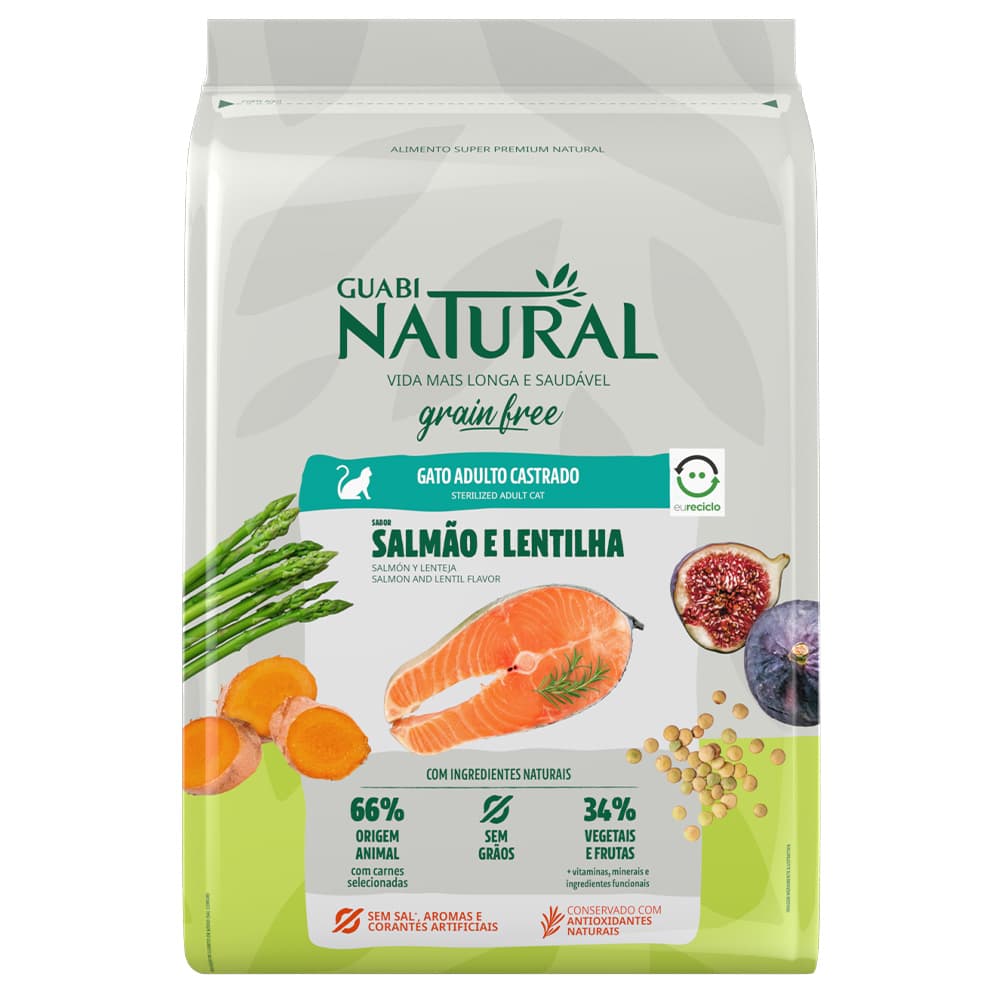 Alimento Para Gato Adulto Castrado Guabi Natural Grand Free Sabor Salmon Y Lenteja 1