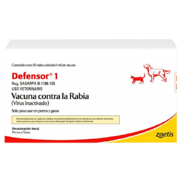 Vacuna para perro y gato Defensor-1 x 1 ML- Rabia