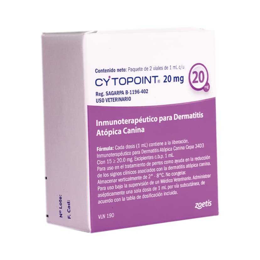 Inmunoterapieutico Para dermatitis Atópica Cytopoint Perros 20 Mg 2 Vial - Imagen 1 de 3