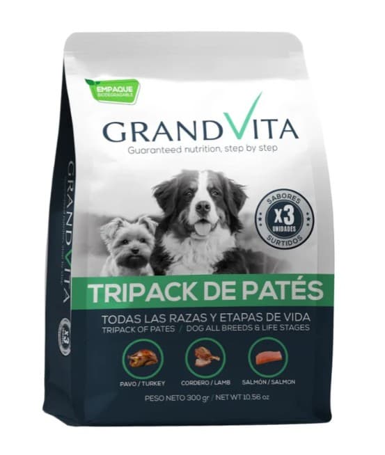 Comida Húmeda Para Perro Grand Vita Paté Sabor Tripack Surtido 1