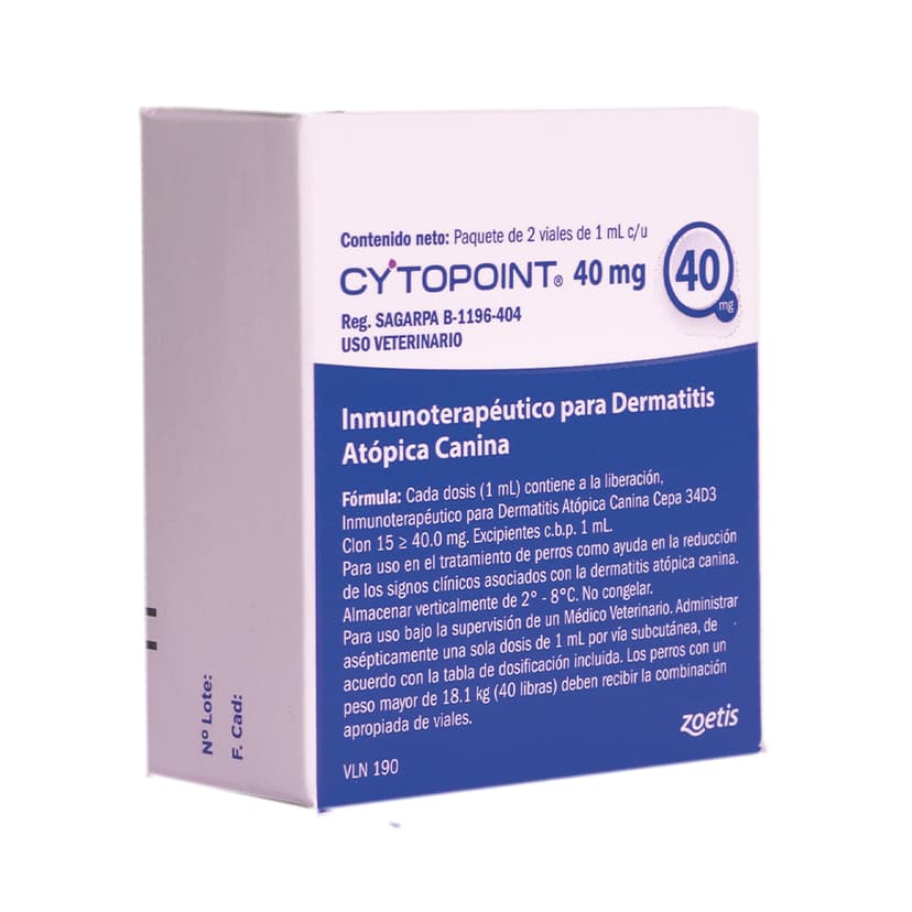 Inmunoterapieutico Para dermatitis Atópica Cytopoint Perros 40 Mg 2 Vial - Imagen 1 de 3