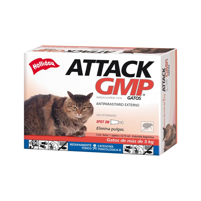 Desparasitante Externo para gatos Attack GMP 0,75ml (Mayor a 5 KG)