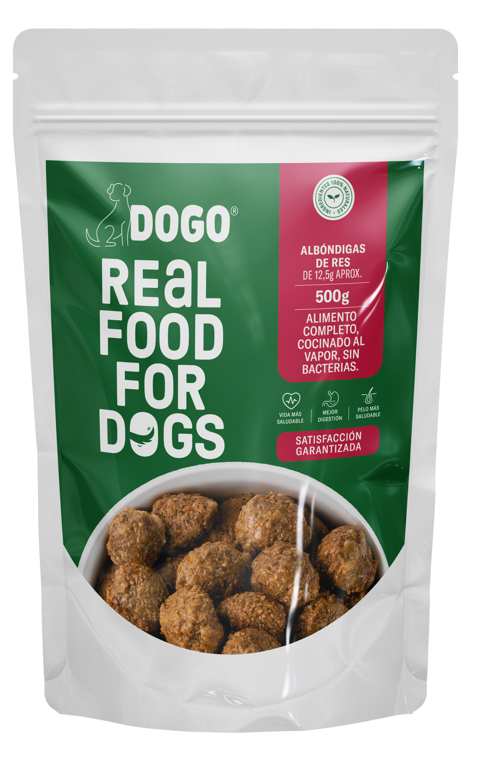 Comida para perro Dogo, albóndigas sabor res