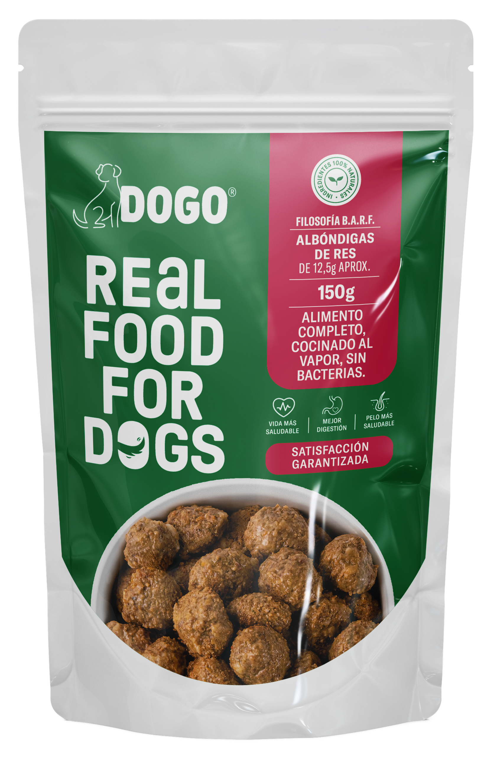 Comida para perro Dogo, albóndigas sabor res